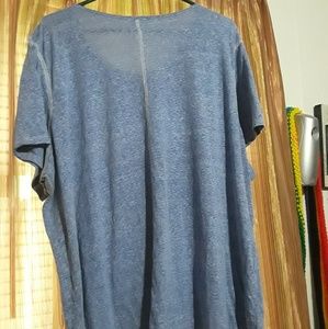 Tops - Heather blue shirt with shiny blue heart. Tops - Heather blue shirt with shiny blue heart.